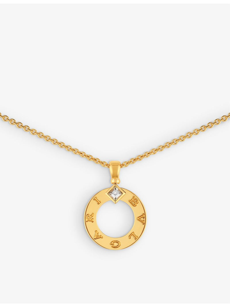 Bvlgari 18ct yellow gold diamond pendant necklace 0.09ct (British brand)