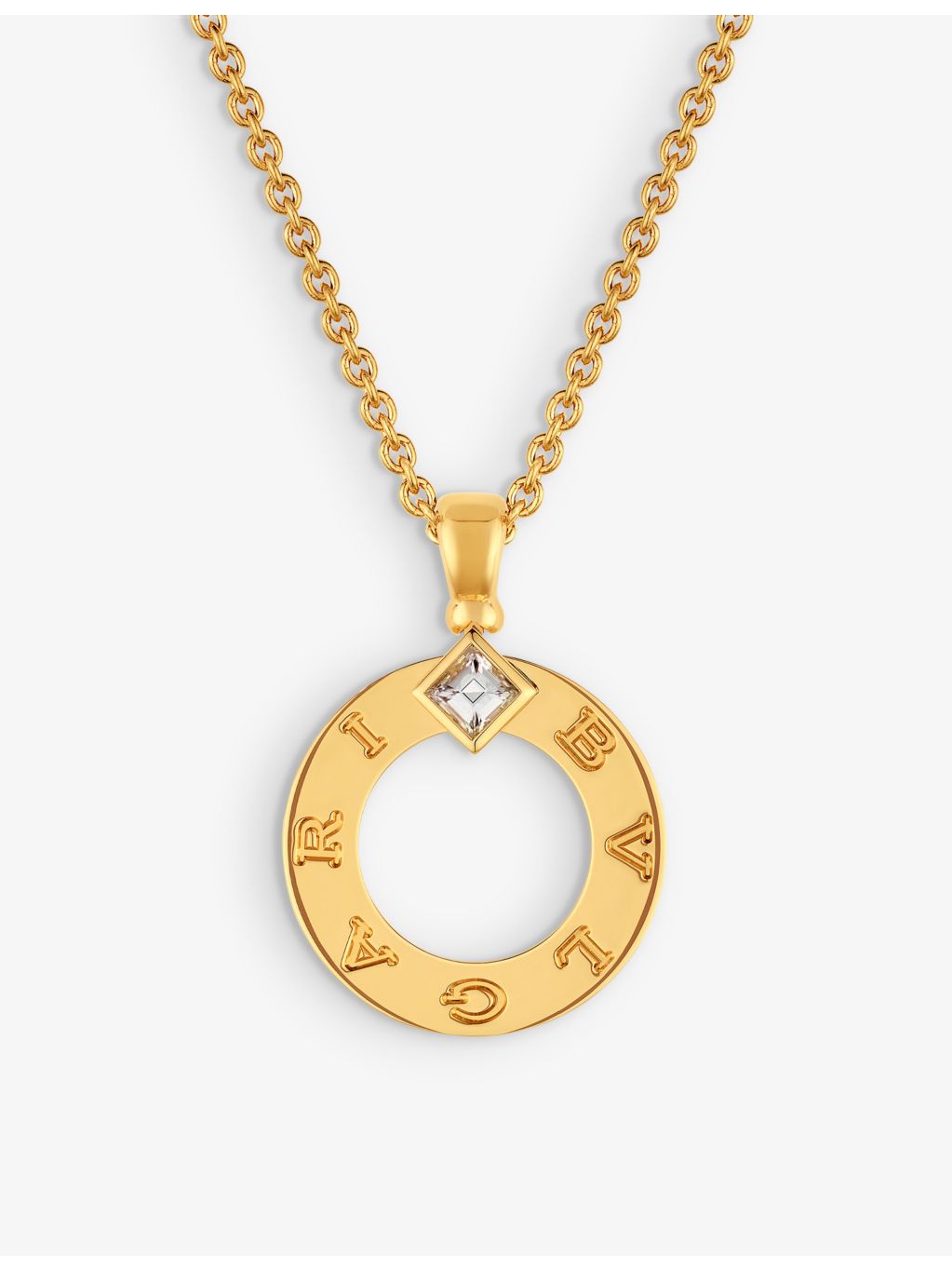 Bvlgari 18ct yellow gold diamond pendant necklace 0.09ct (British brand)