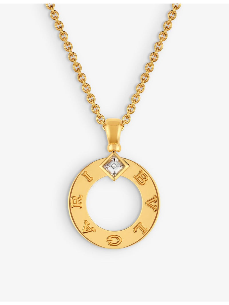 Bvlgari 18ct yellow gold diamond pendant necklace 0.09ct (British brand)