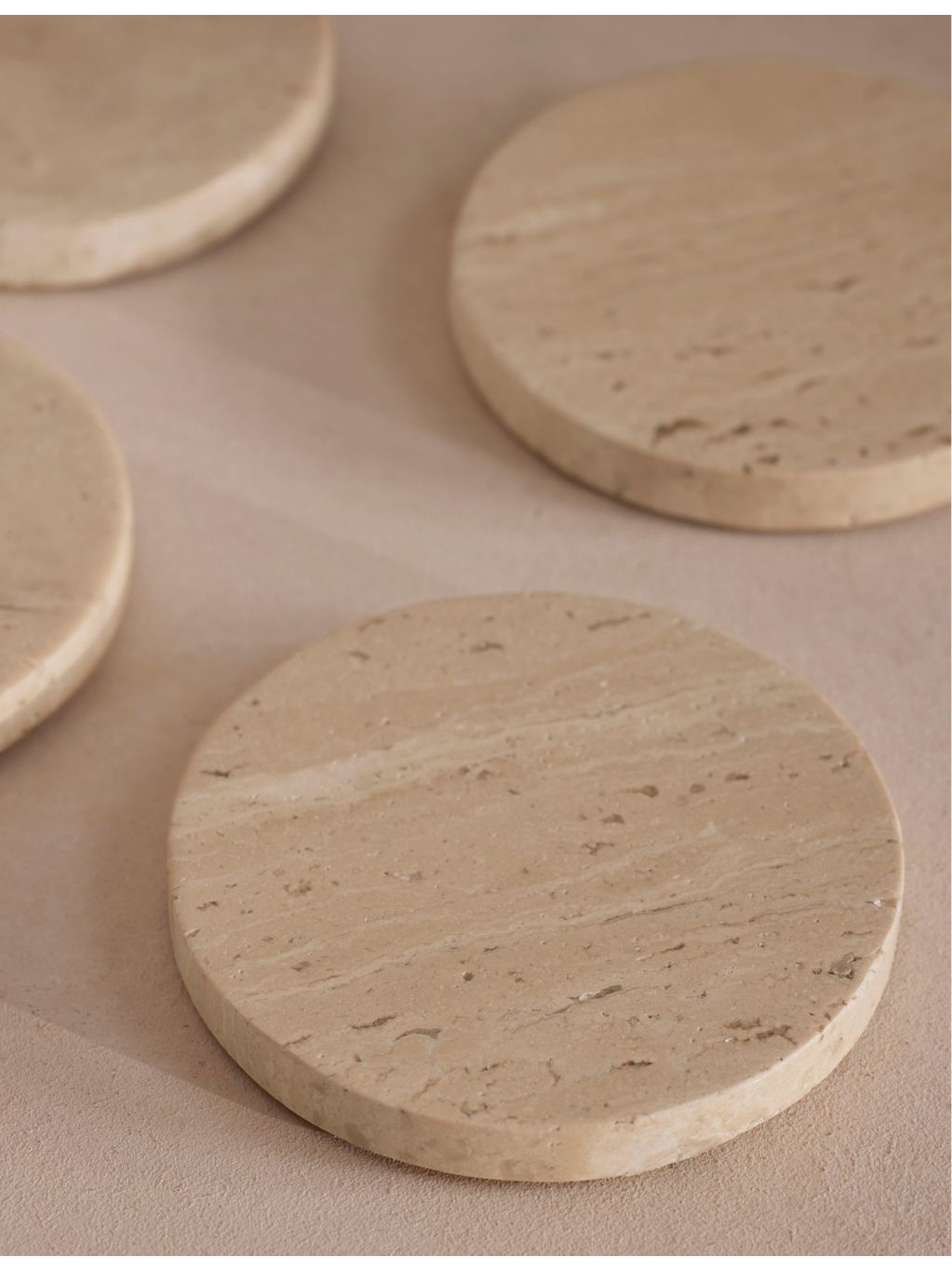 Soho Home Baylis travertine coasters set of four, imported from the UK