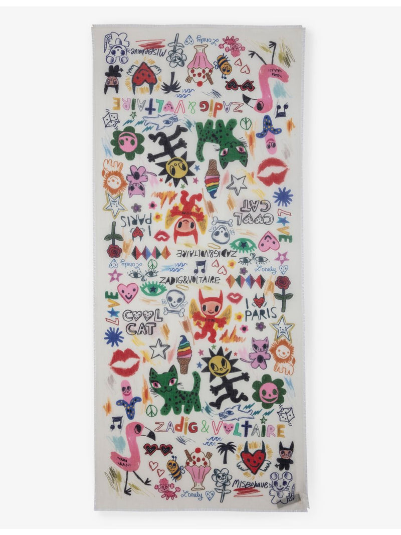 Zadig & Voltaire graphic-print cotton scarf 175cm, imported from the UK