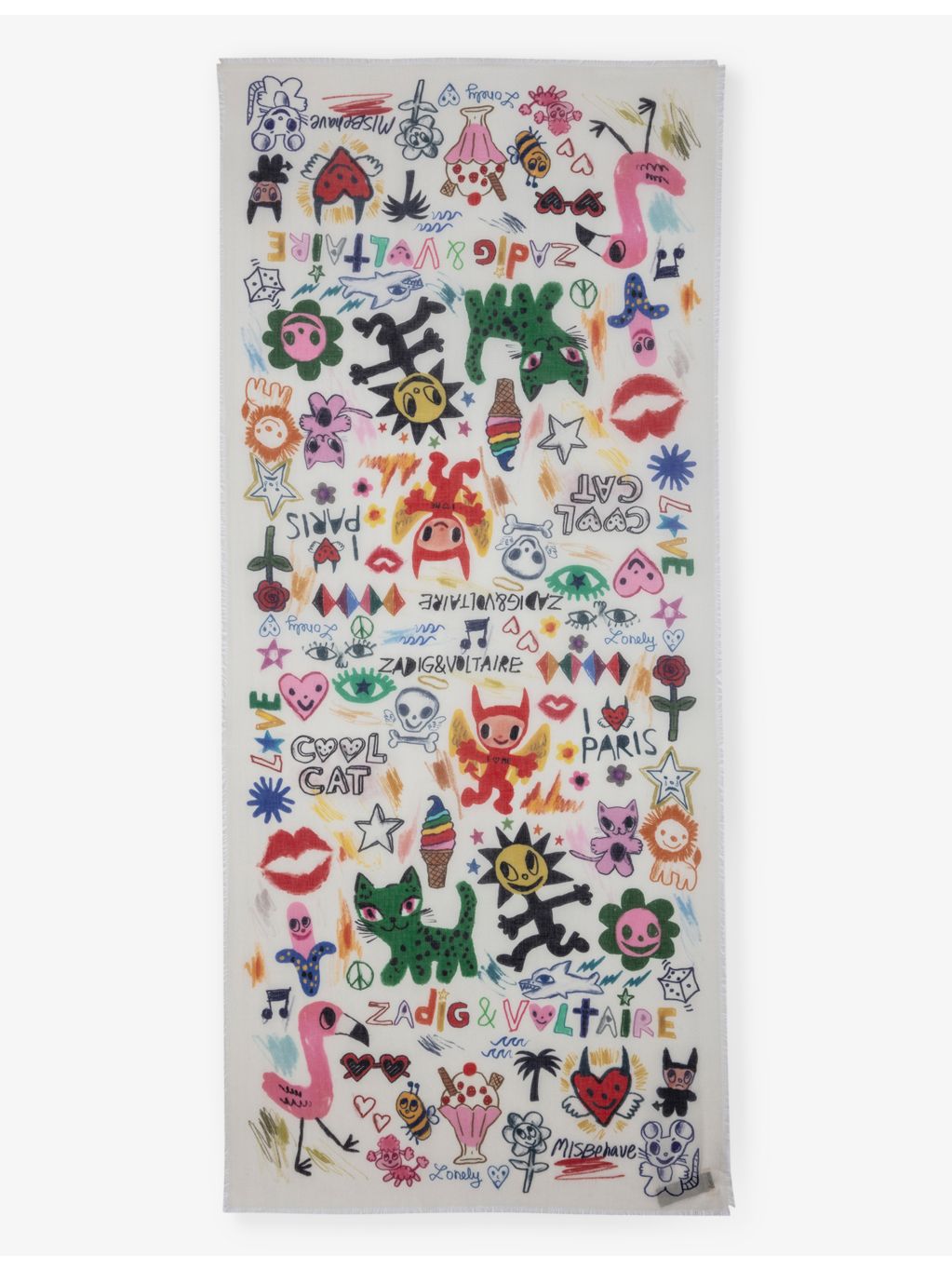 Zadig & Voltaire graphic-print cotton scarf 175cm, imported from the UK