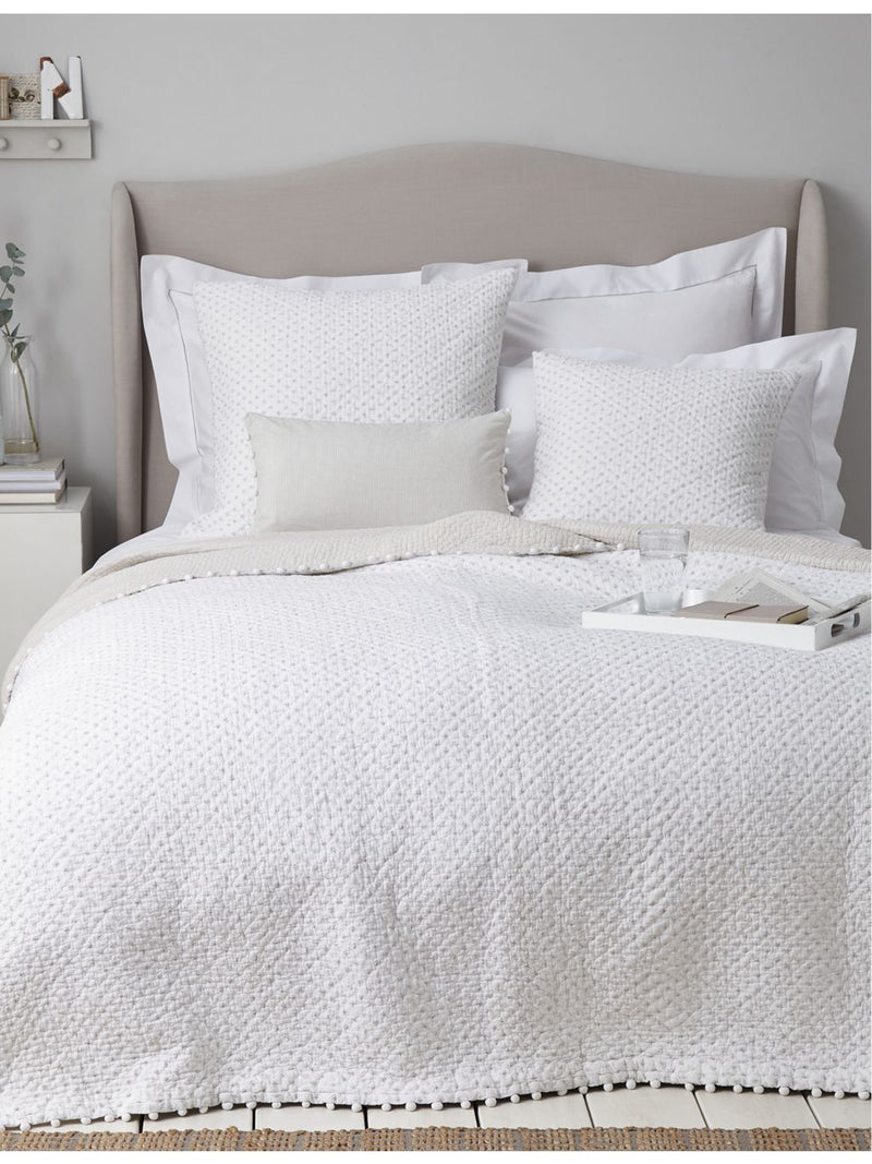 The White Company pom-pom embellished cotton bed throw, UK version