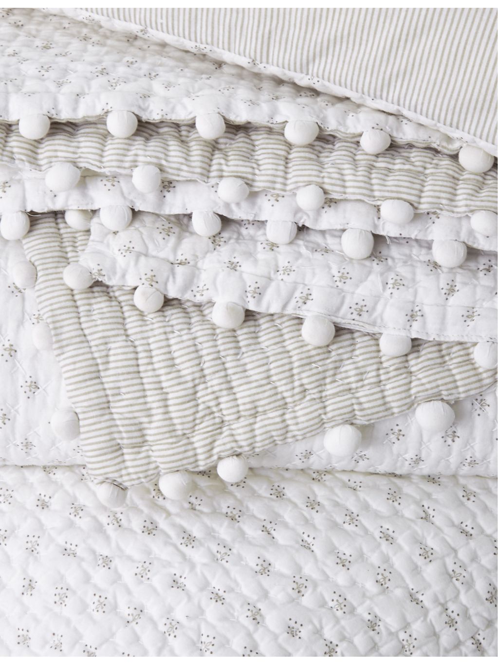 The White Company pom-pom embellished cotton bed throw, UK version