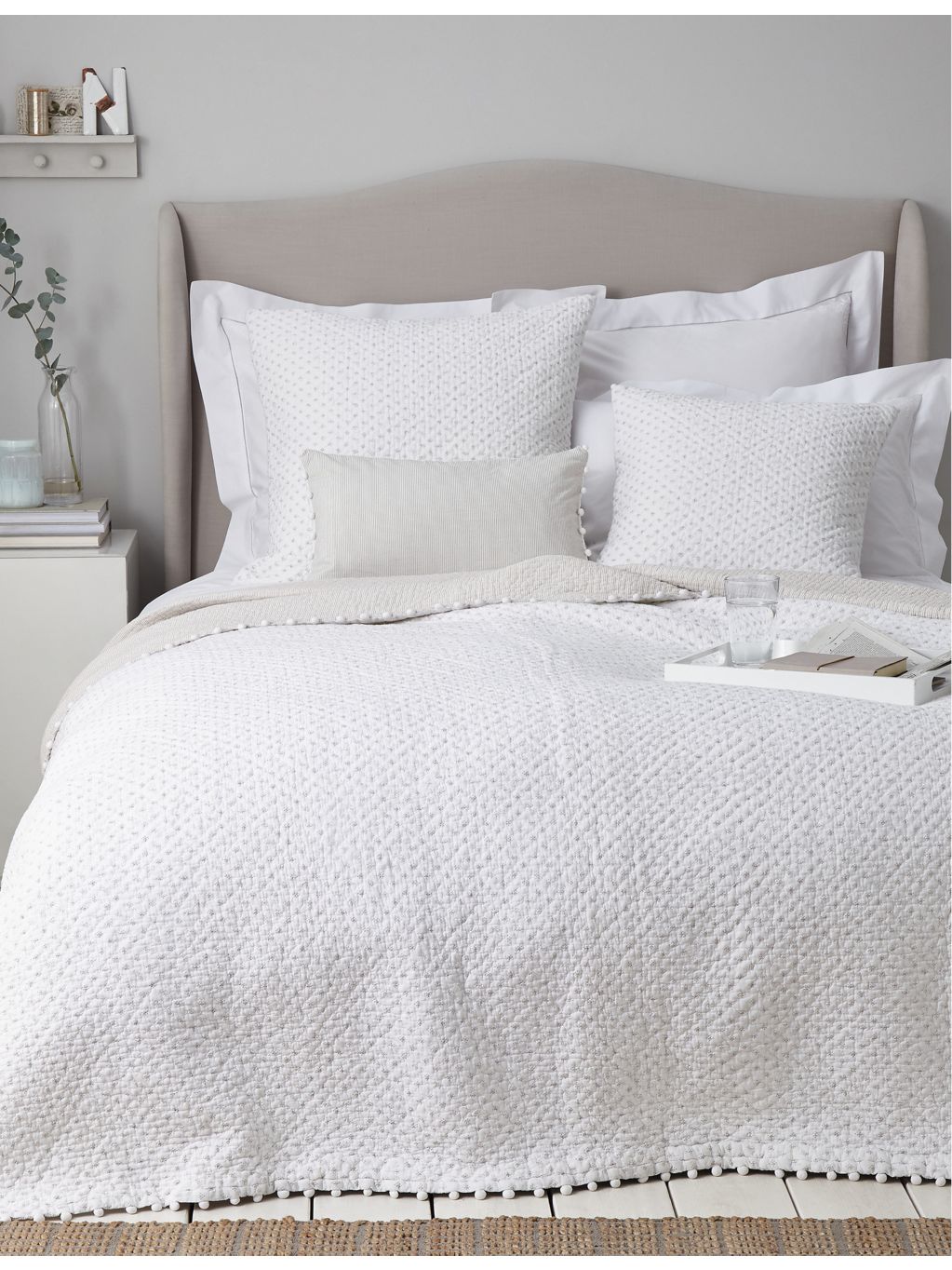 The White Company Brittany cotton-voile cushion 50cm x 30cm - British product