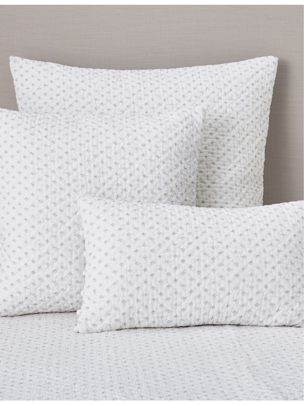 The White Company Brittany dot-print cotton cushion 50cm (British brand)