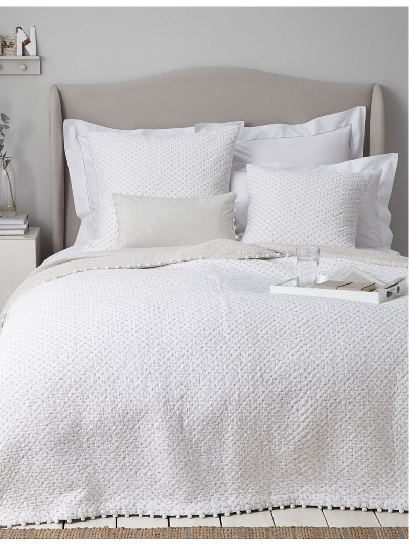 The White Company Brittany dot-print cotton cushion 60cm, UK version