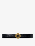 Maje Clover-Buckle Croc-Embossed Leather Belt 3cm