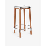 Alessi Philippe Starck steel and beechwood stool 65cm - British product
