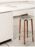 Alessi Philippe Starck steel and beechwood stool 65cm - British product