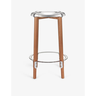 selfridges Alessi Phillippe Starck High Steel and Beechwood Stool 65cm- Buy online at McGrocer