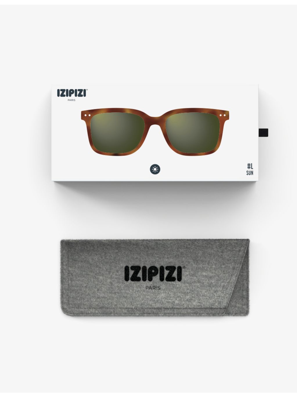 Izipizi #L square sunglasses in havane with tinted lenses, UK version