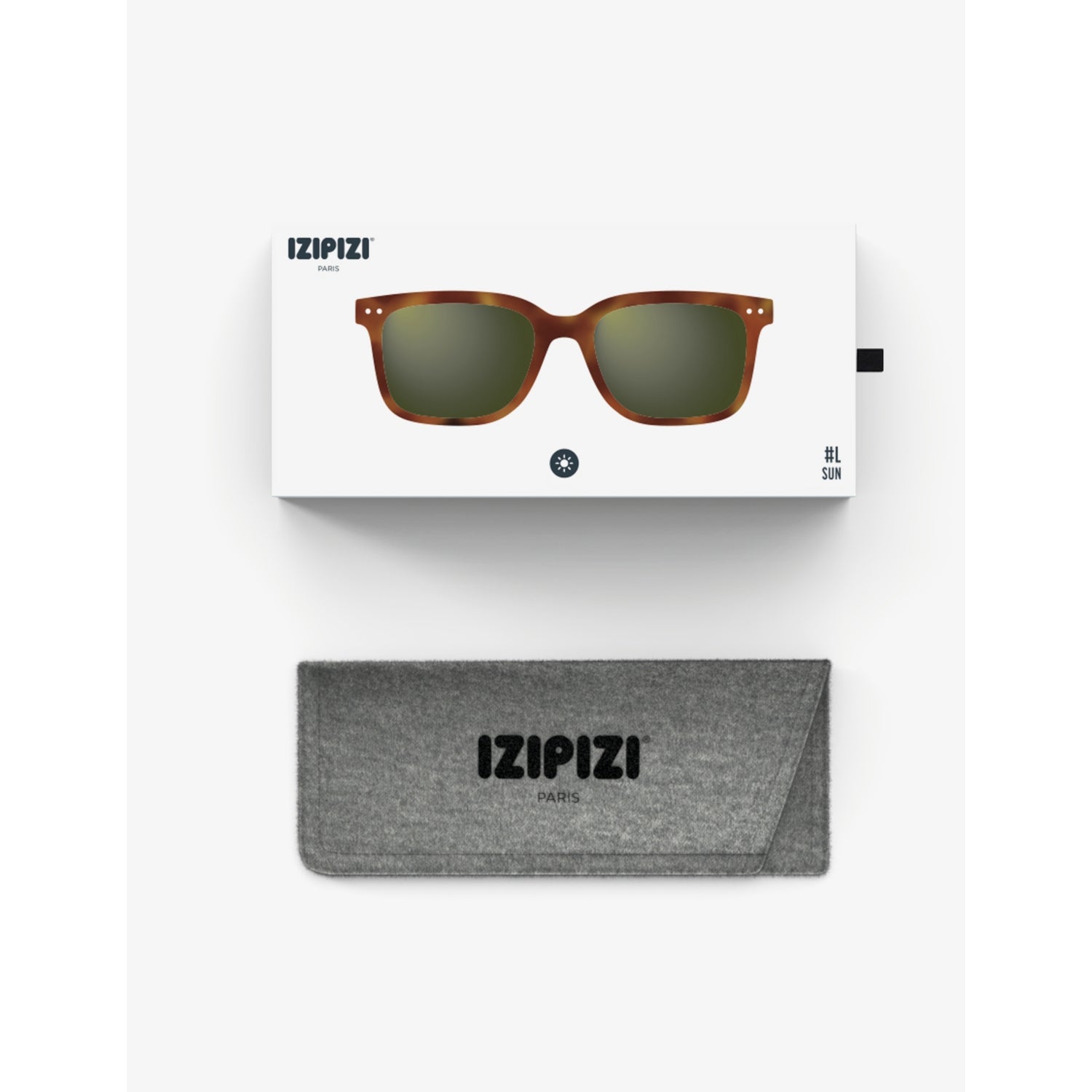 Izipizi #L square sunglasses in havane with tinted lenses, UK version