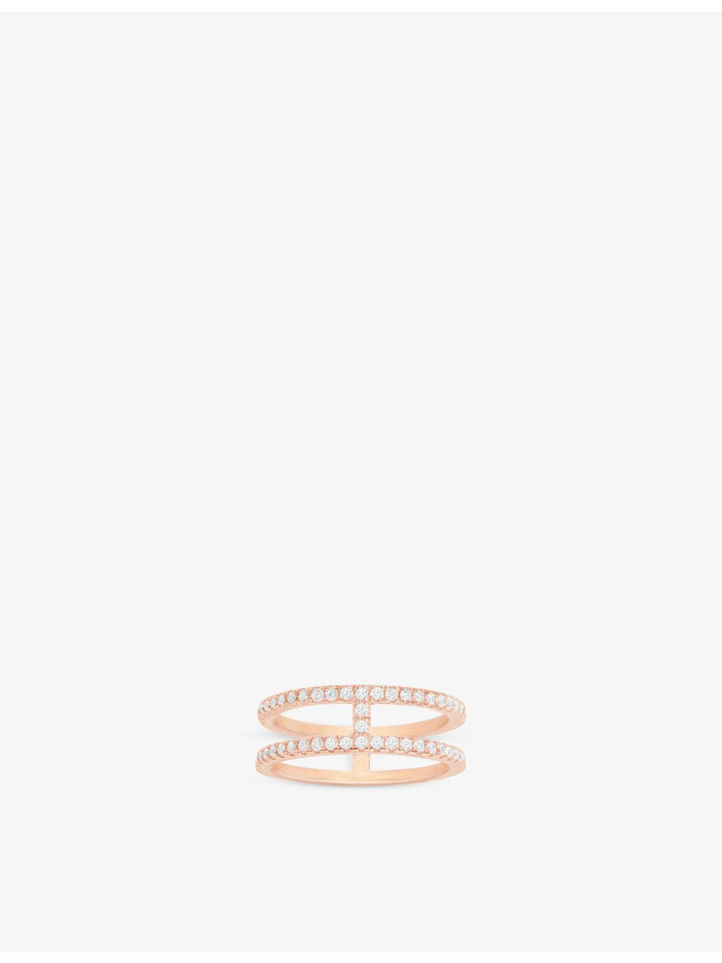 APM Monaco double-line cubic zirconia ring 18ct gold-plated - British product