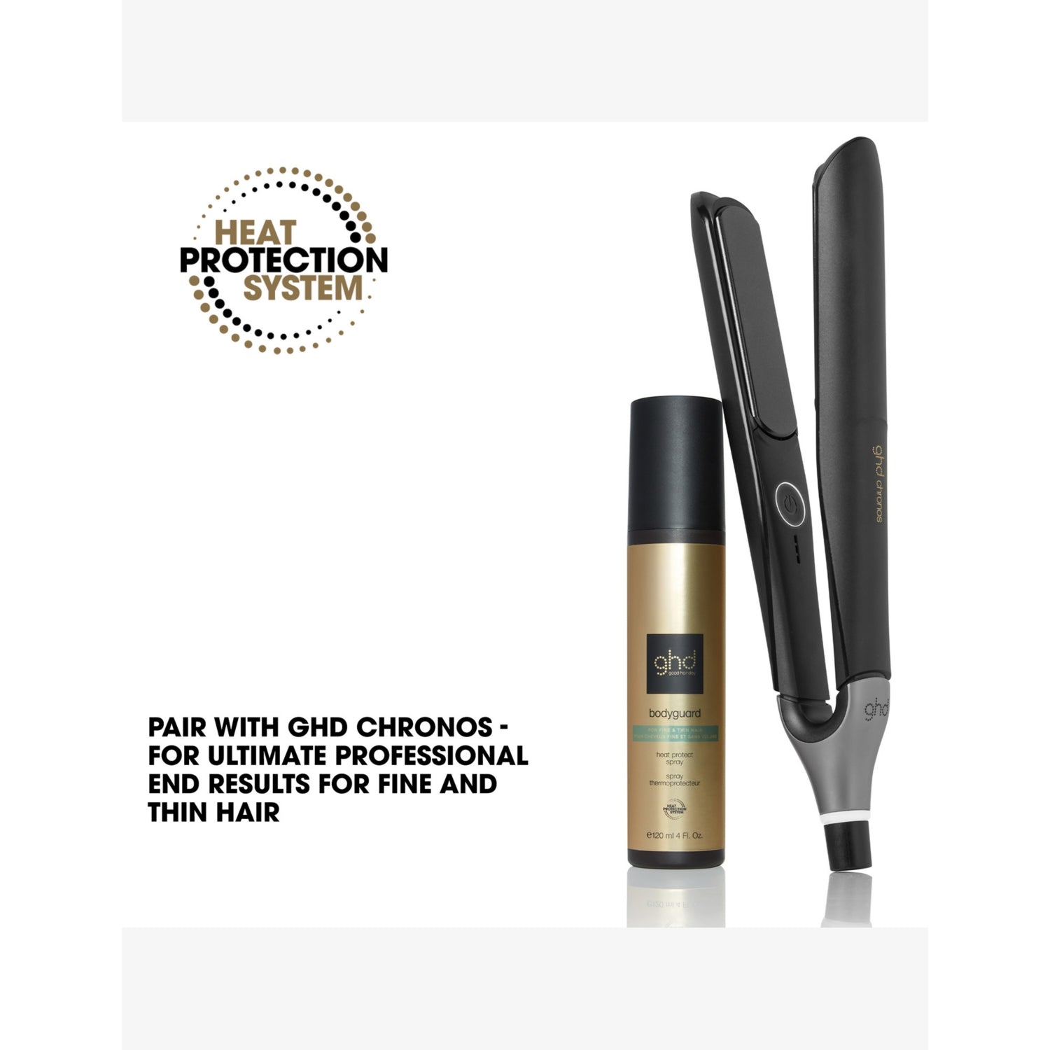 GHD Bodyguard heat protect spray for fine hair 120ml (British brand)