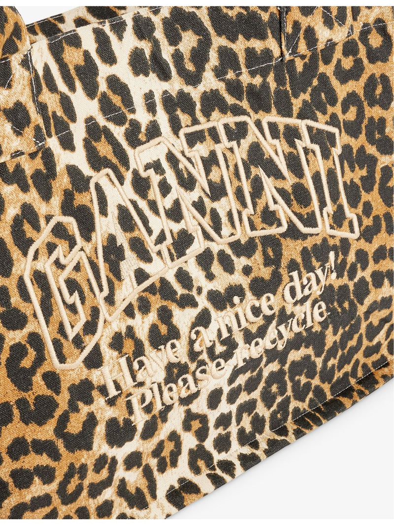 GANNI large cotton tote bag animal pattern UK version