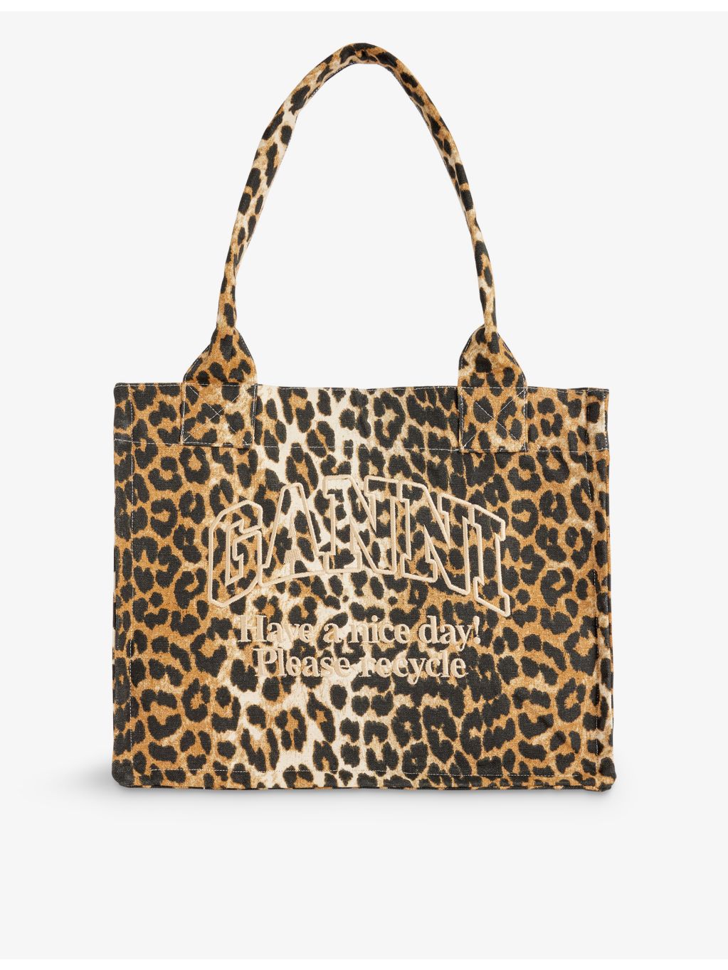 GANNI large cotton tote bag animal pattern UK version