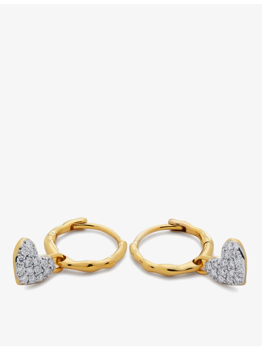 Monica Vinader lab-grown diamond huggie earrings heart charm - British product