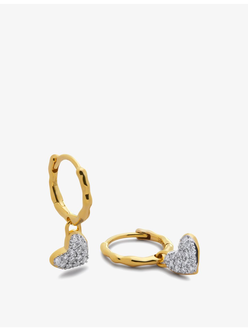 Monica Vinader lab-grown diamond huggie earrings heart charm - British product
