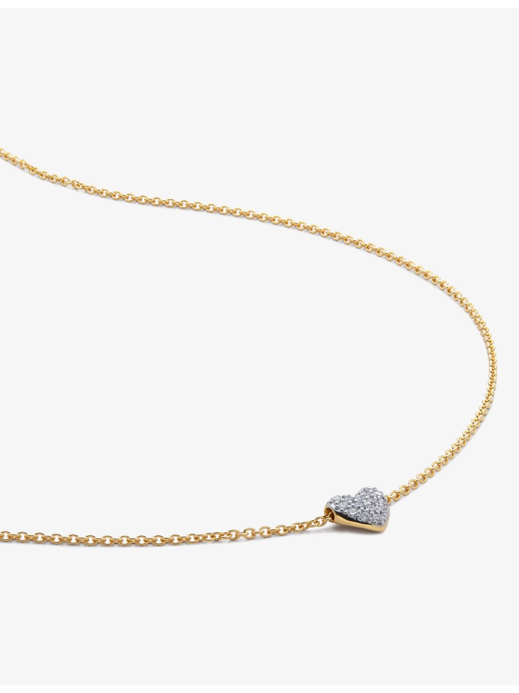 Monica Vinader yellow gold vermeil heart pendant necklace 2.4ct lab-grown diamond, imported from the UK
