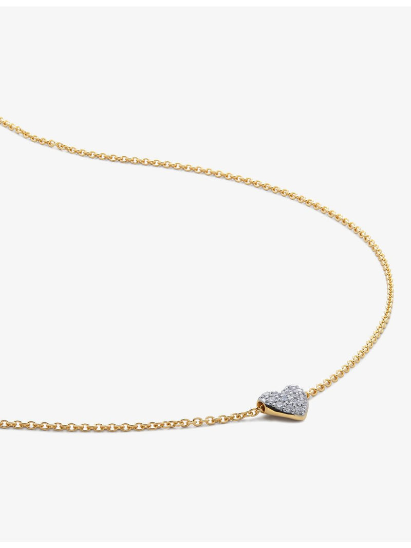 Monica Vinader yellow gold vermeil heart pendant necklace 2.4ct lab-grown diamond, imported from the UK
