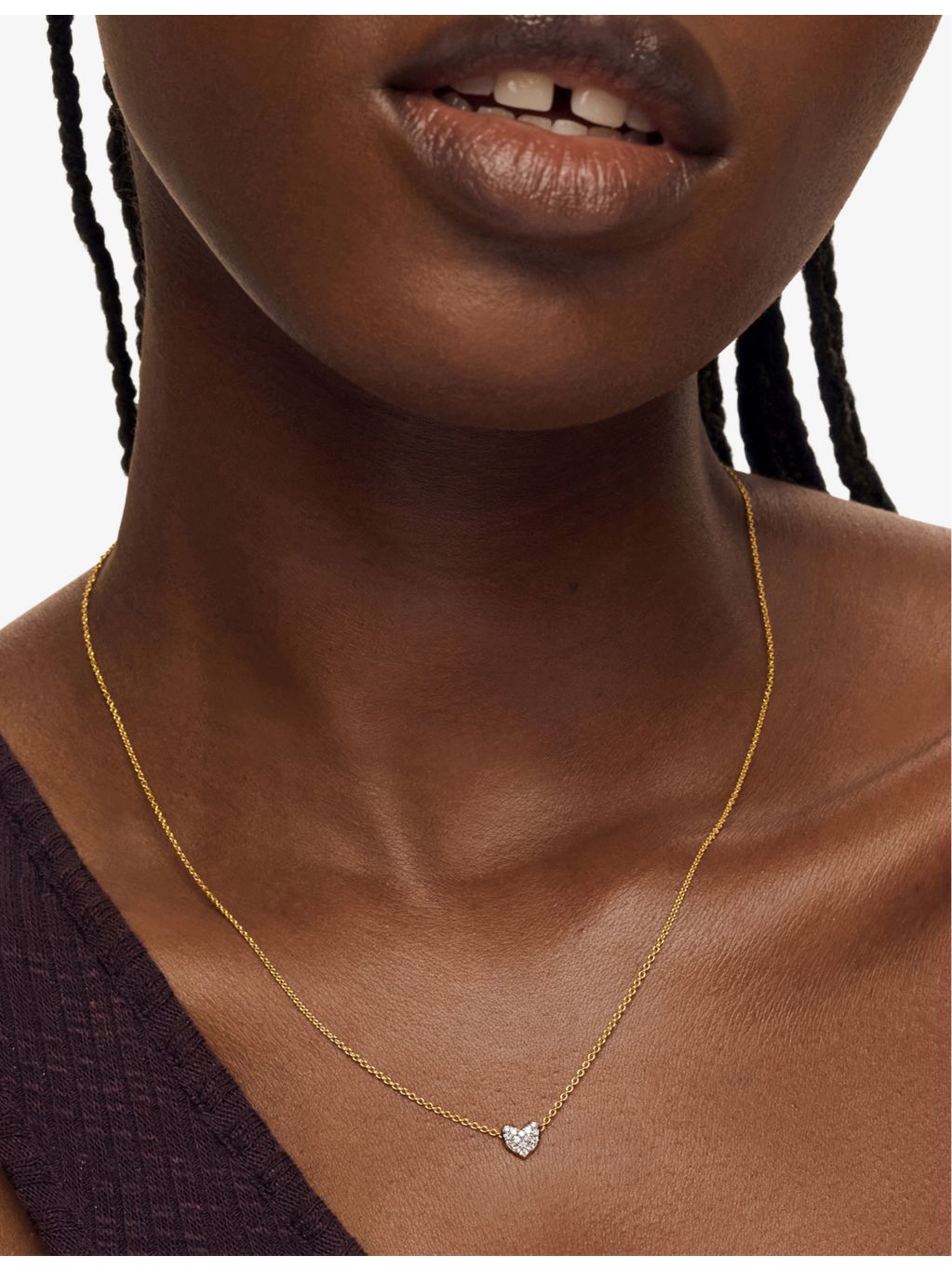 Monica Vinader yellow gold vermeil heart pendant necklace 2.4ct lab-grown diamond, imported from the UK