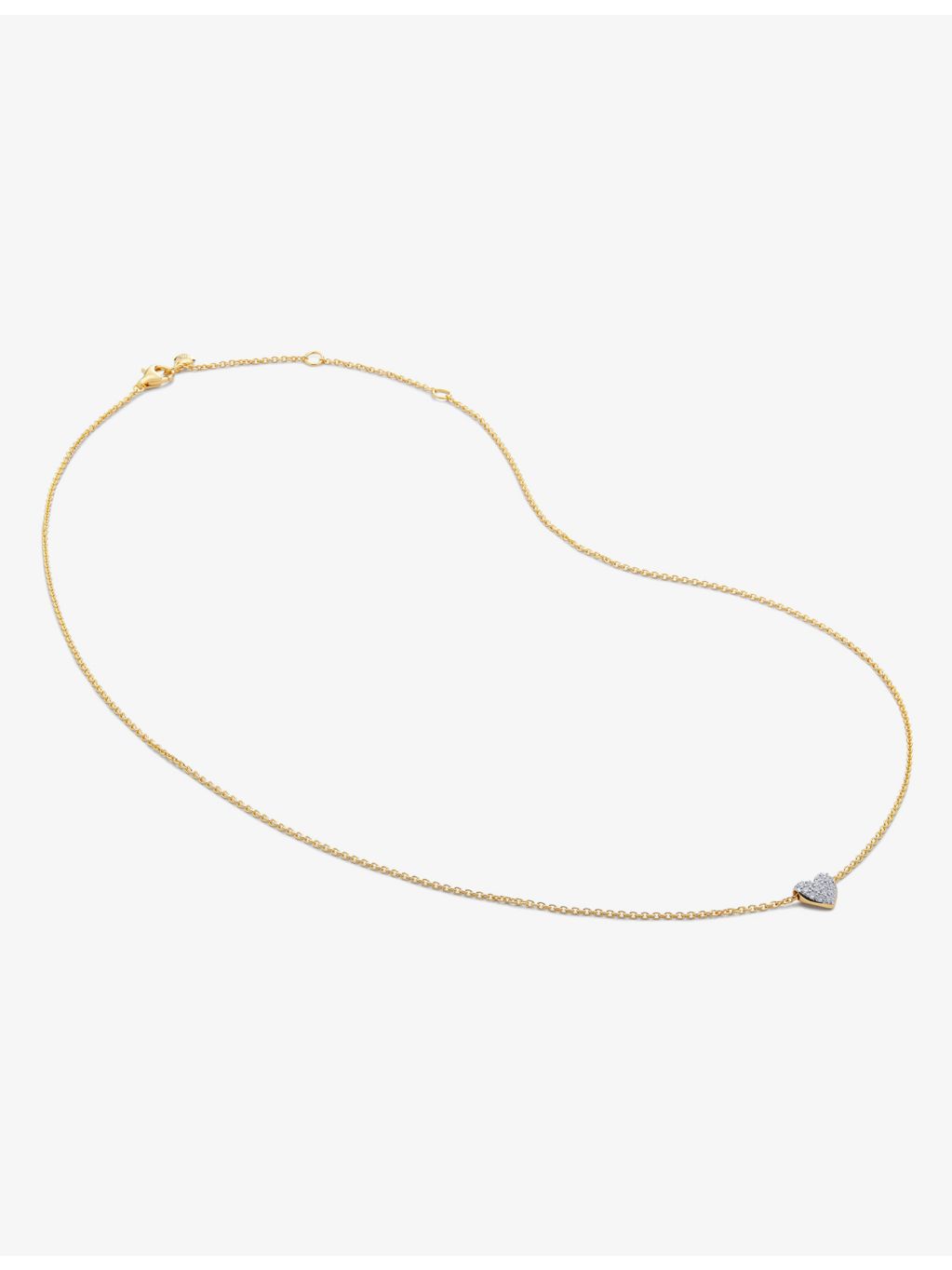 Monica Vinader yellow gold vermeil heart pendant necklace 2.4ct lab-grown diamond, imported from the UK