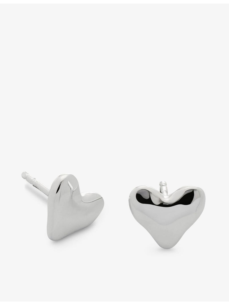 Monica Vinader sterling silver heart-shaped stud earrings, imported from the UK