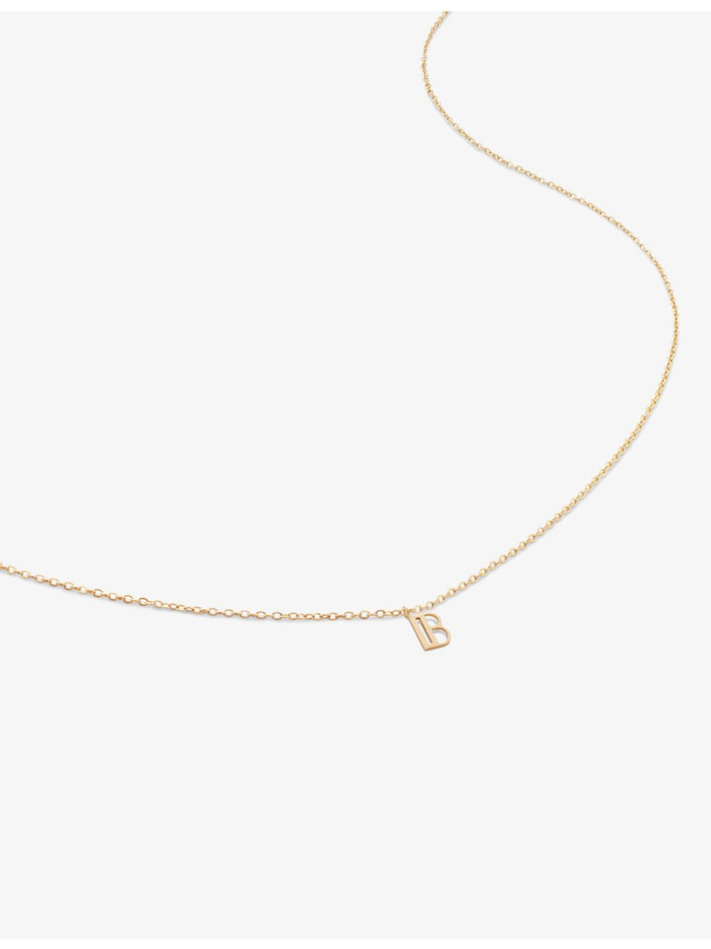 Monica Vinader small B 14ct gold pendant necklace, imported from the UK