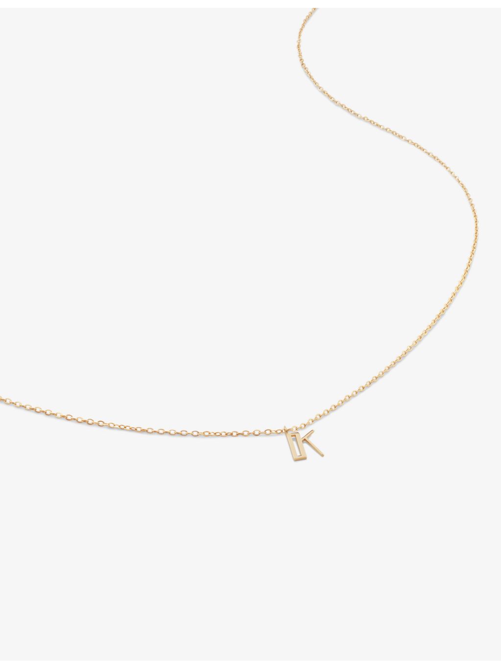 Monica Vinader 14ct yellow-gold letter K pendant, imported from the UK