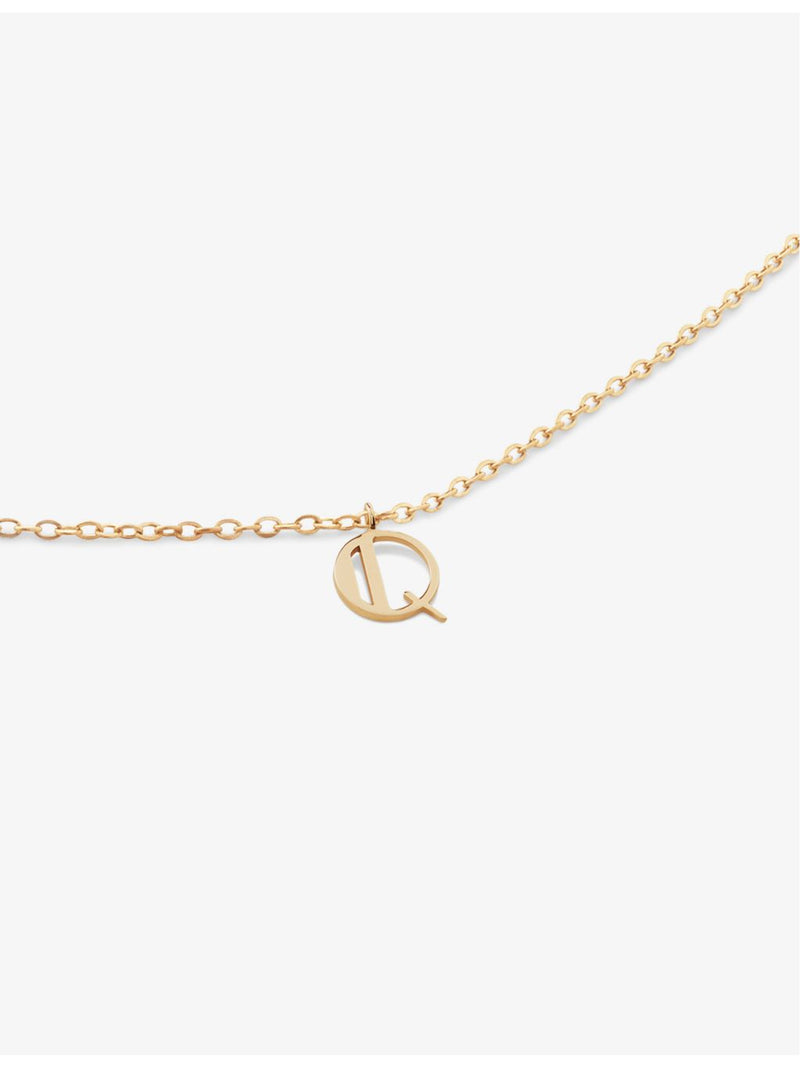 Monica Vinader letter Q 14ct yellow-gold pendant necklace, imported from the UK