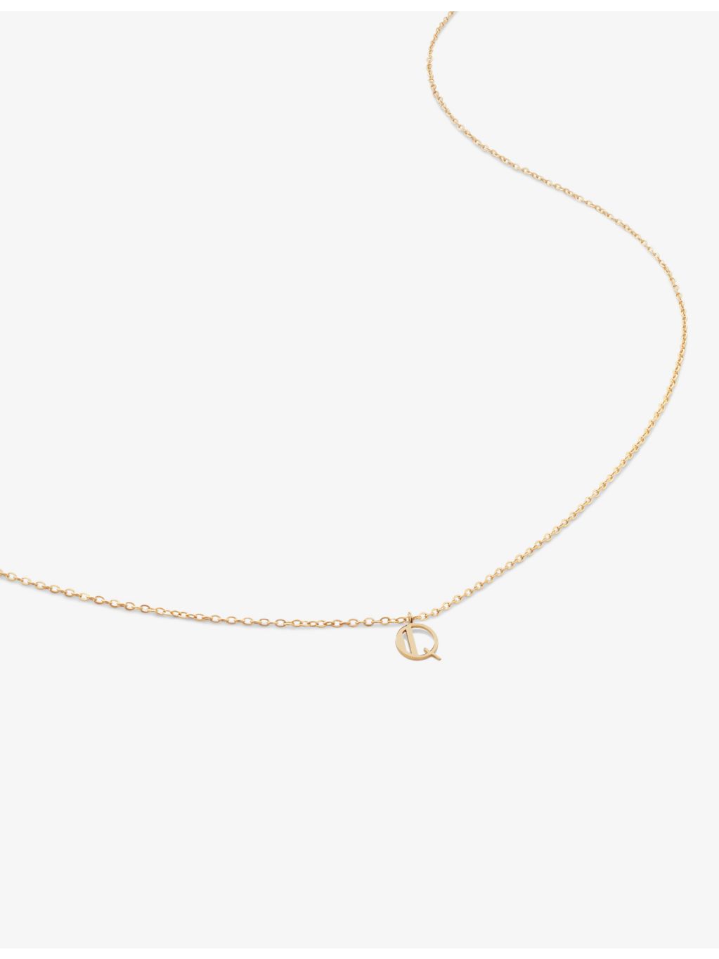 Monica Vinader letter Q 14ct yellow-gold pendant necklace, imported from the UK