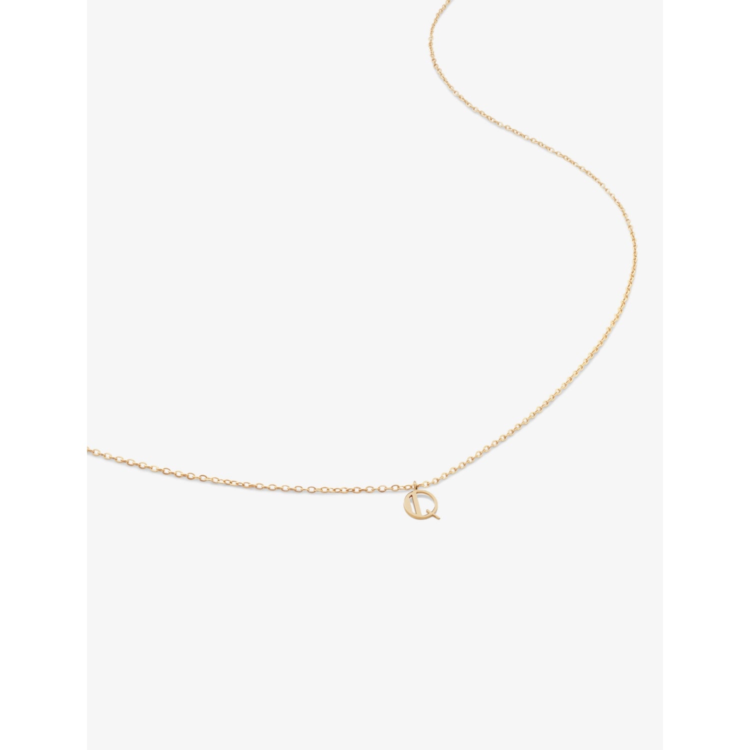 Monica Vinader letter Q 14ct yellow-gold pendant necklace, imported from the UK