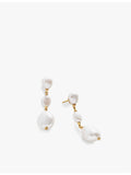 Monica Vinader Nura triple pearl drop earrings, imported from the UK