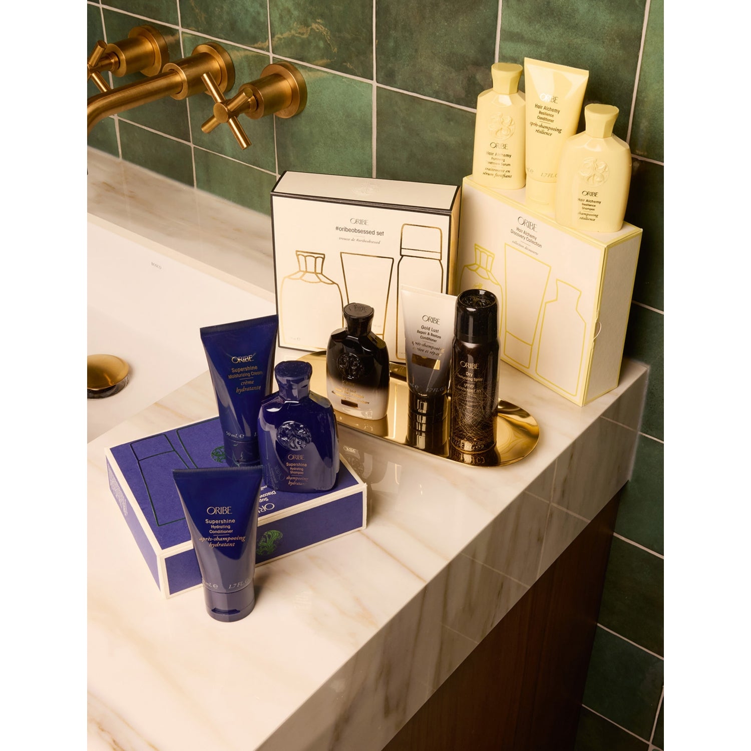 Oribe Hair Alchemy discovery set with shampoo, conditioner and serum (British brand)