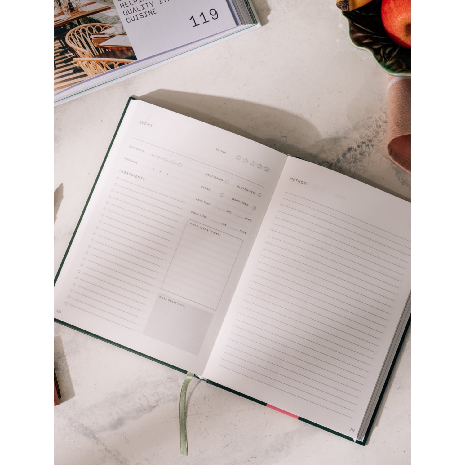 Papier Al Fresco recipe card notebook 15.3cm x 21.5cm (British brand)