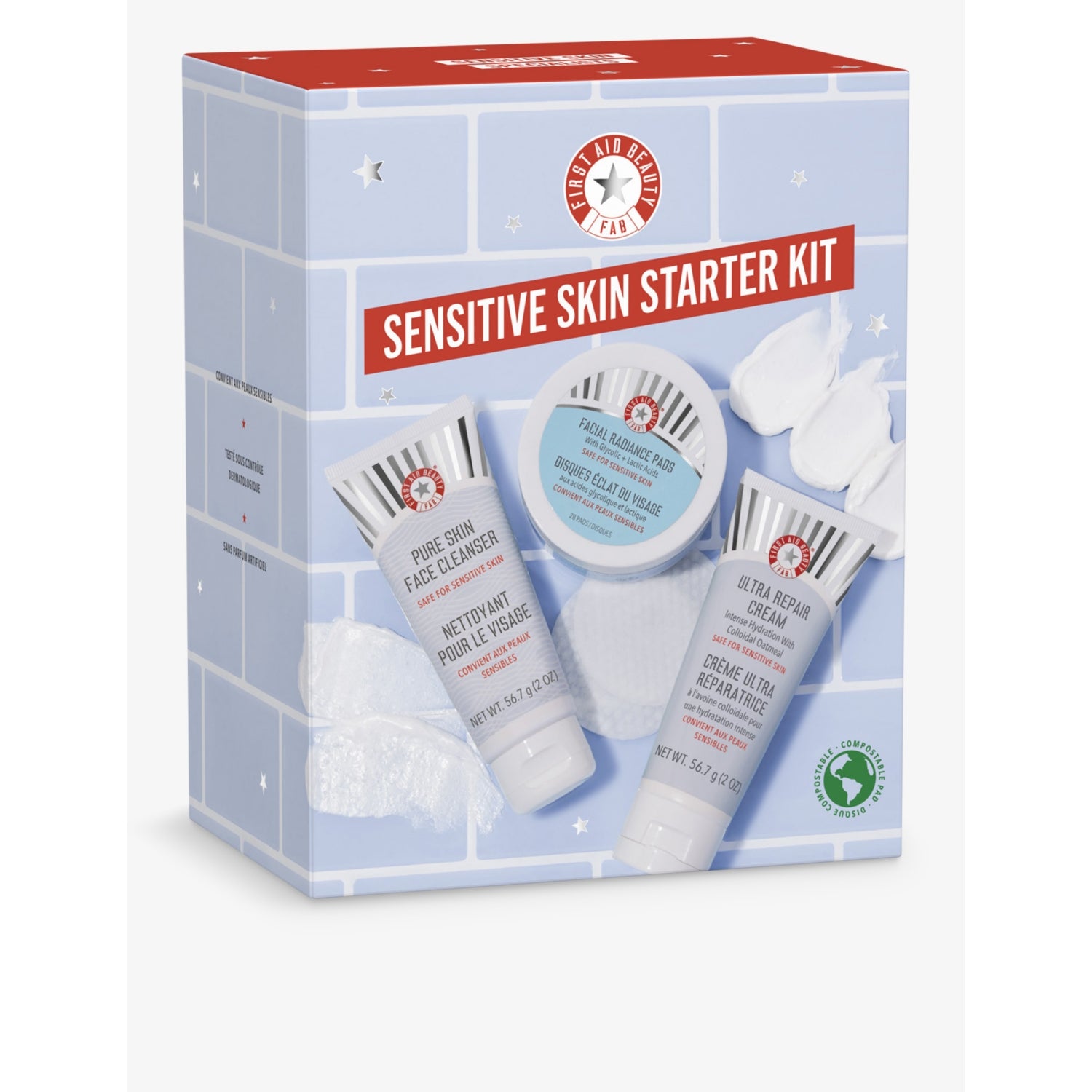 First Aid Beauty sensitive skin starter kit travel sizes - British product