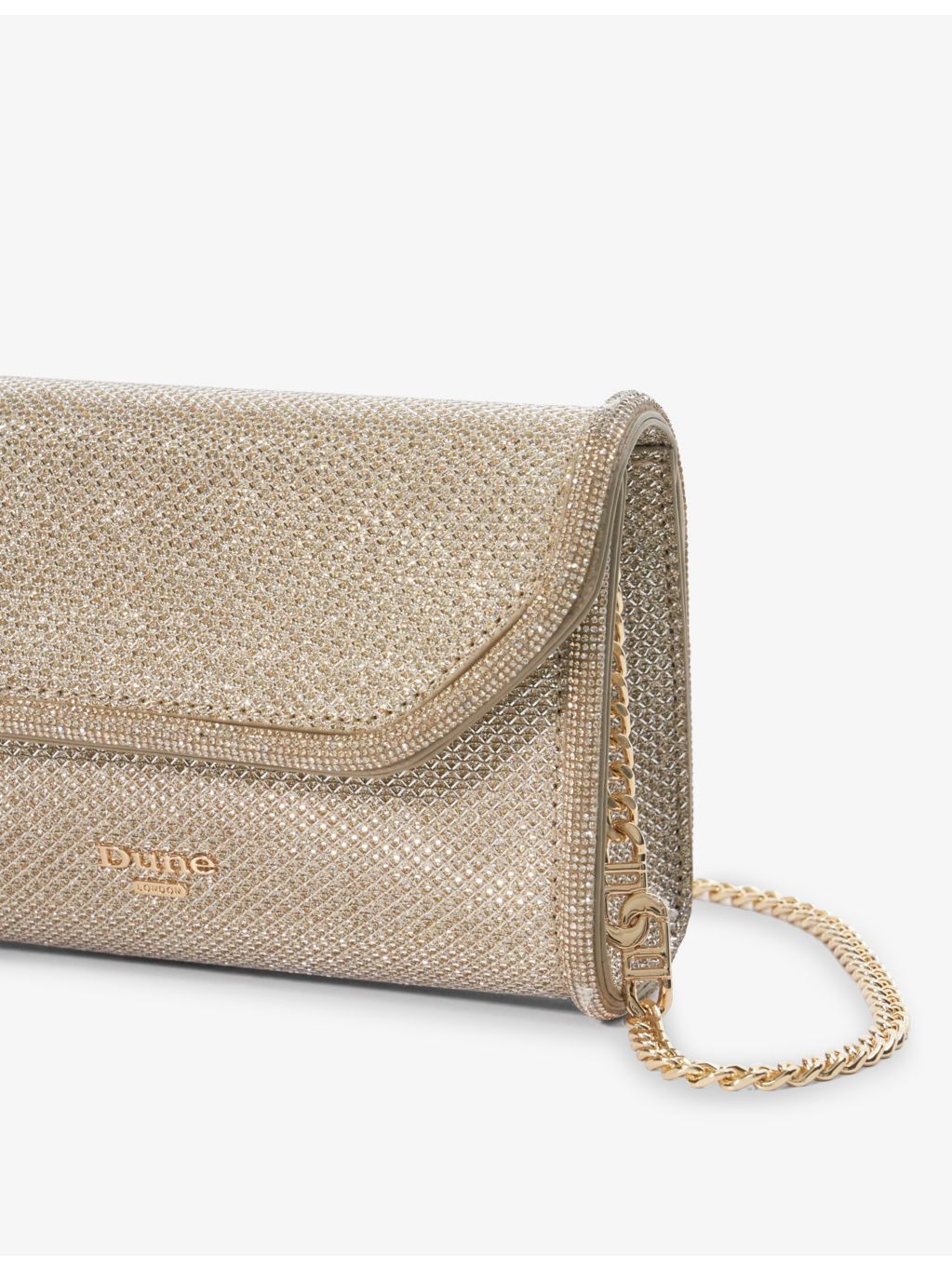 Dune woven clutch bag chain-strap, imported from the UK