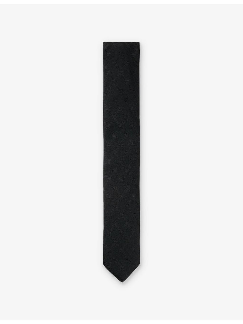 HUGO monogram jacquard silk tie with wide blade, imported from the UK