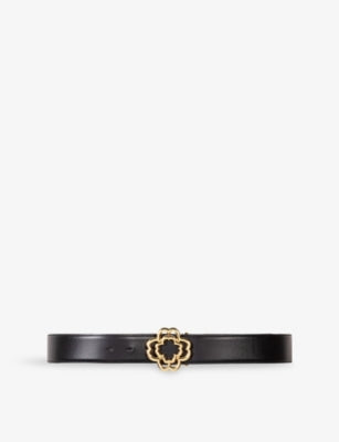 Maje Butterfly Rhinestone-Embellished Leather Belt 2cm