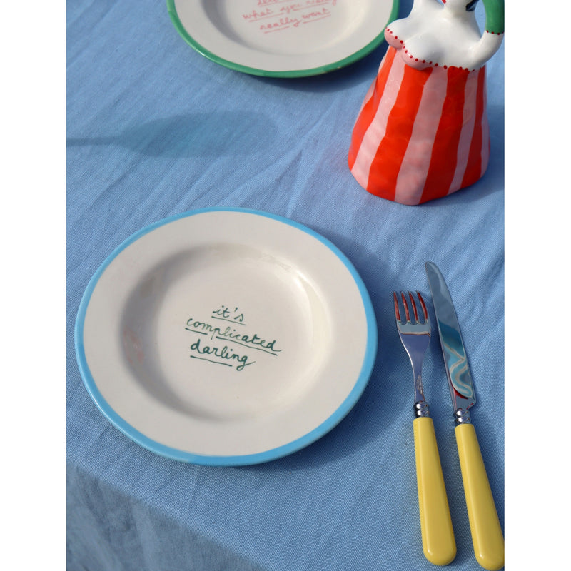 Laetitia Rouget It's Complicated Darling stoneware plate 20cm, imported from the UK