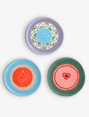 Nos Amours three stoneware jewellery plates 11cm, imported from the UK