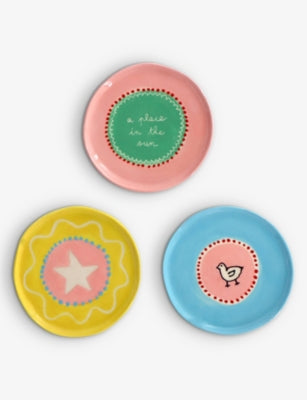 Laetitia Rouget stoneware jewellery plates set of three (British brand)