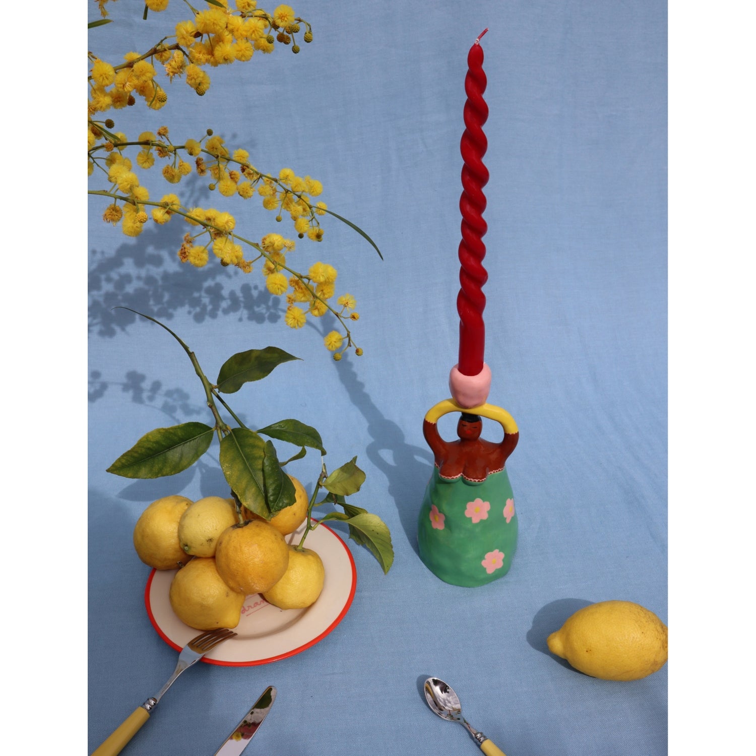 Laetitia Rouget Nina hand-painted ceramic candleholder 22cm, UK version