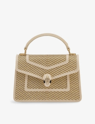 Bvlgari Serpenti Forever Mini Stud-Embellished Leather Top-Handle Bag