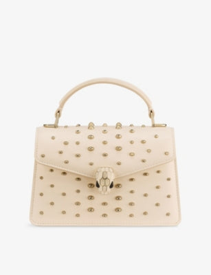 Bvlgari Serpenti Forever Mini Stud-Embellished Leather Top-Handle Bag