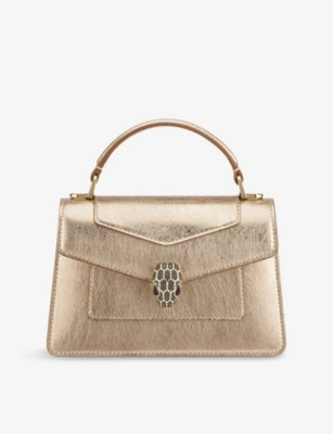 Bvlgari Serpenti Forever Mini Stud-Embellished Leather Top-Handle Bag