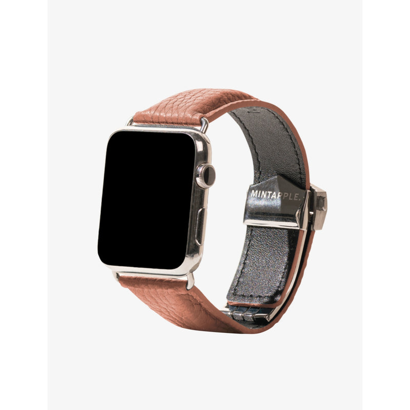 MINTAPPLE grained-leather and stainless-steel watch strap 40mm, UK version