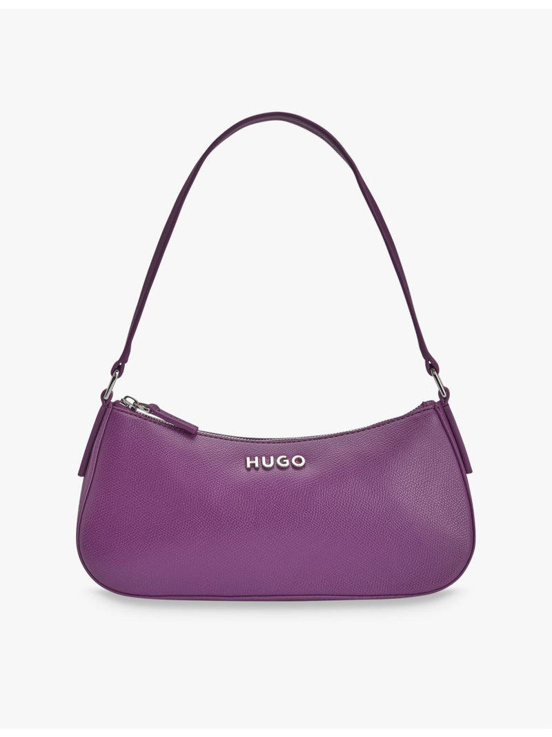 HUGO croc-embossed leather shoulder bag with logo plaque, imported from the UK