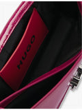 HUGO large faux-leather shoulder bag with logo plaque, imported from the UK